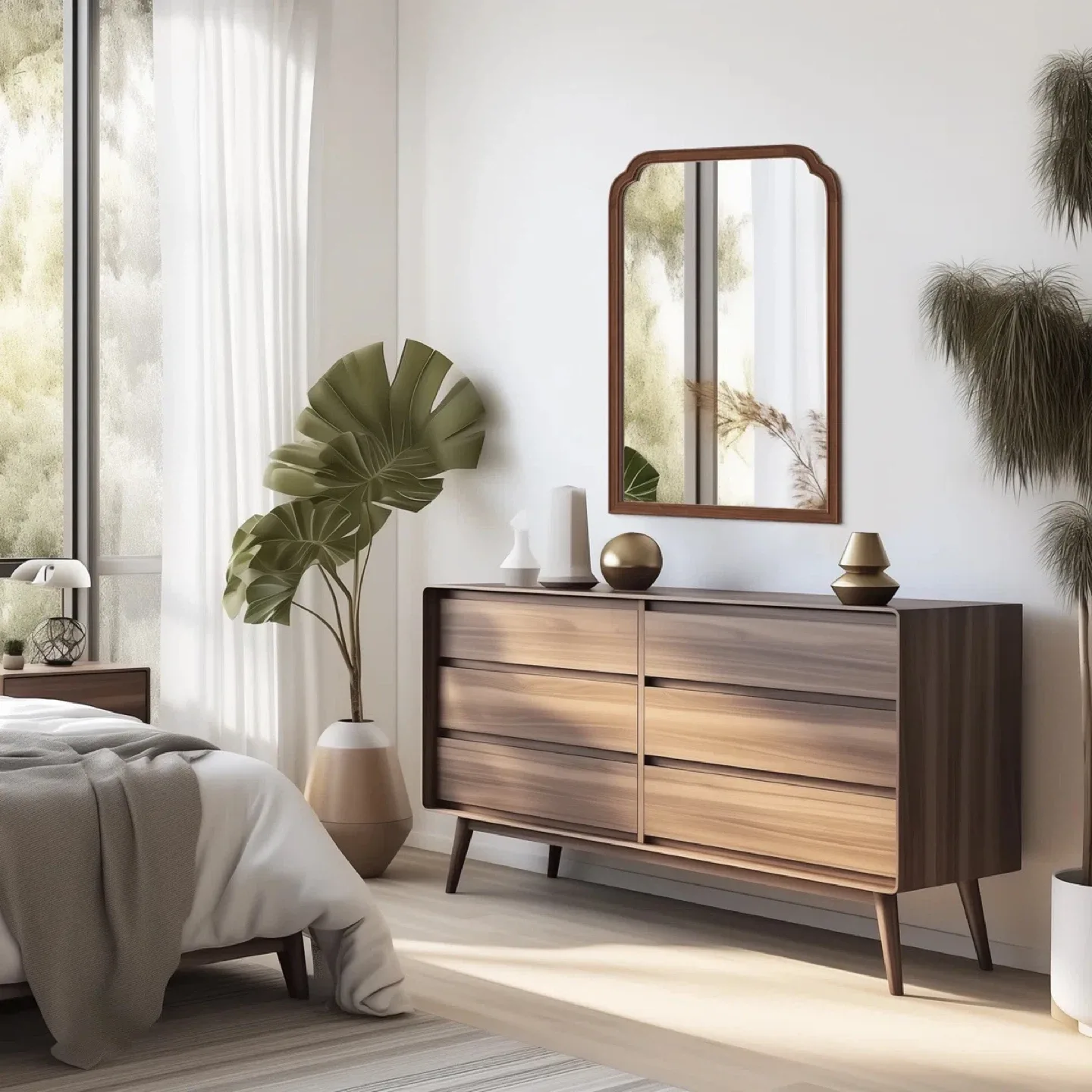 Wood Framed Safety Tempered Glass Mirror image indicator(2)