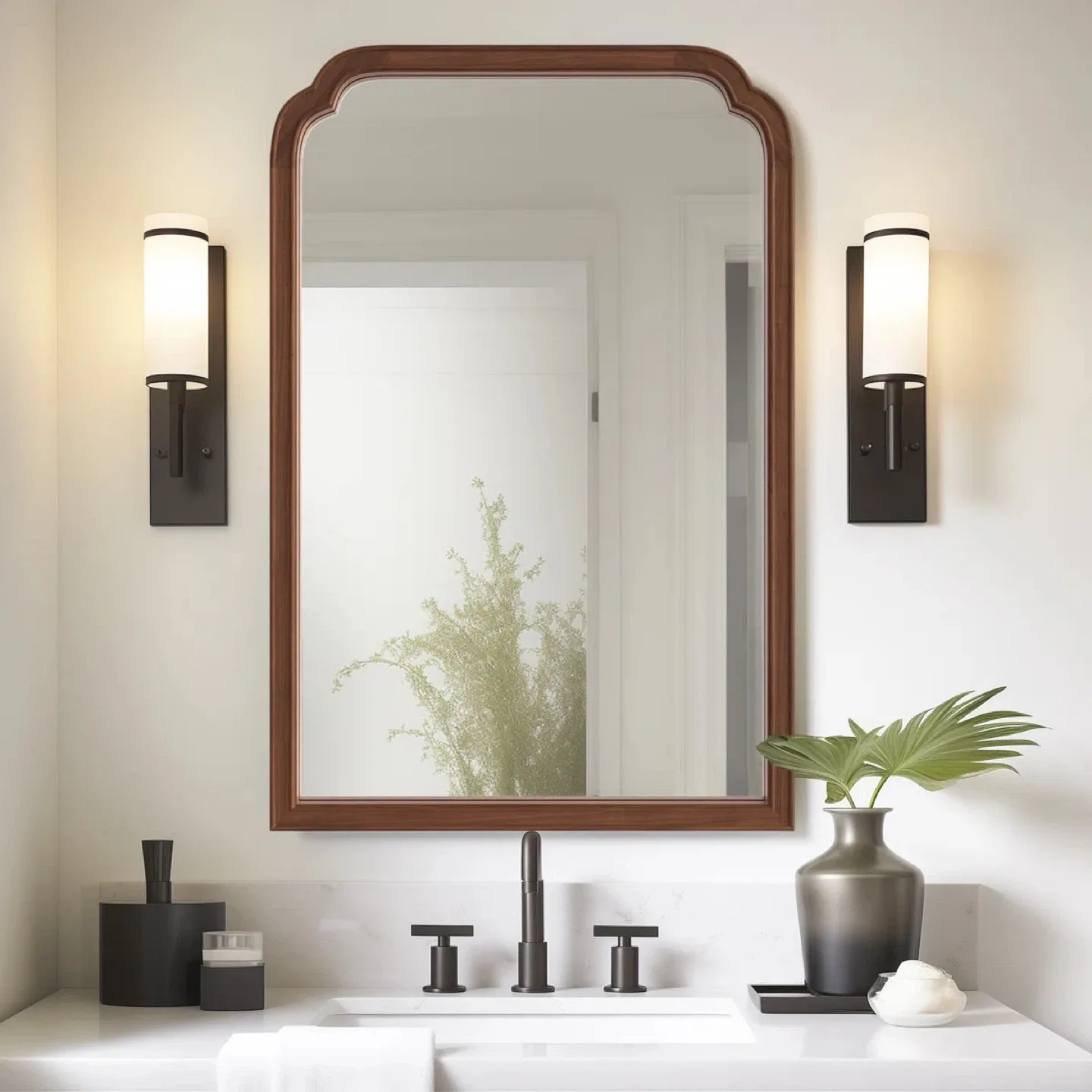 Wood Framed Safety Tempered Glass Mirror image indicator(4)