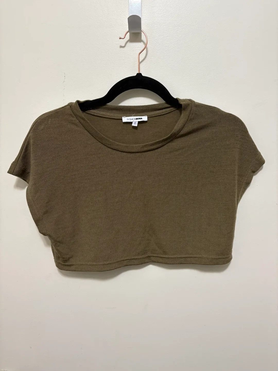 Fashion Nova Olive Green Crop Top - Size Small thumbnail
