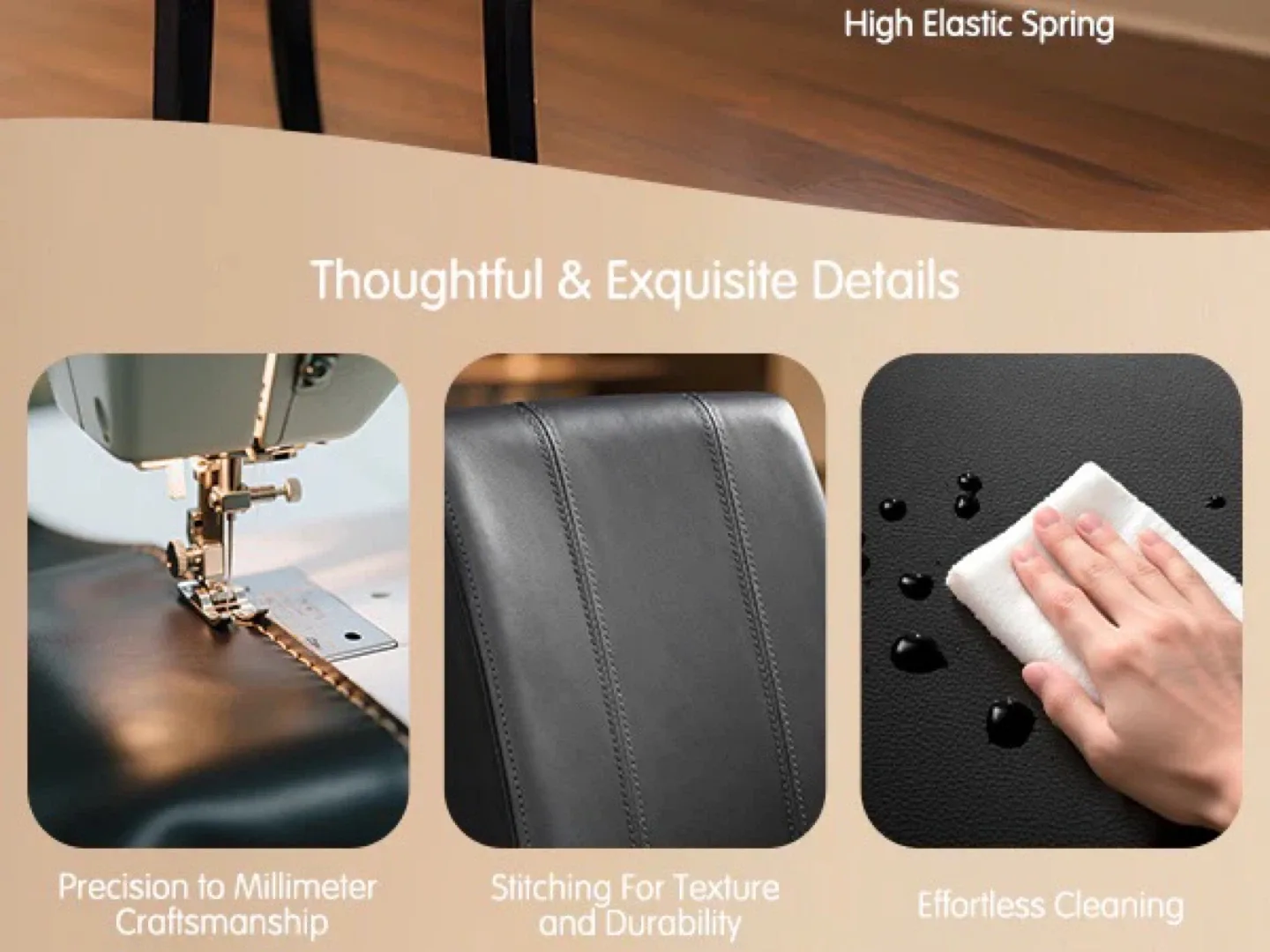 Subrtex Modern Upholstered Faux Leather Dining Chairs, Set of 2 image indicator(5)