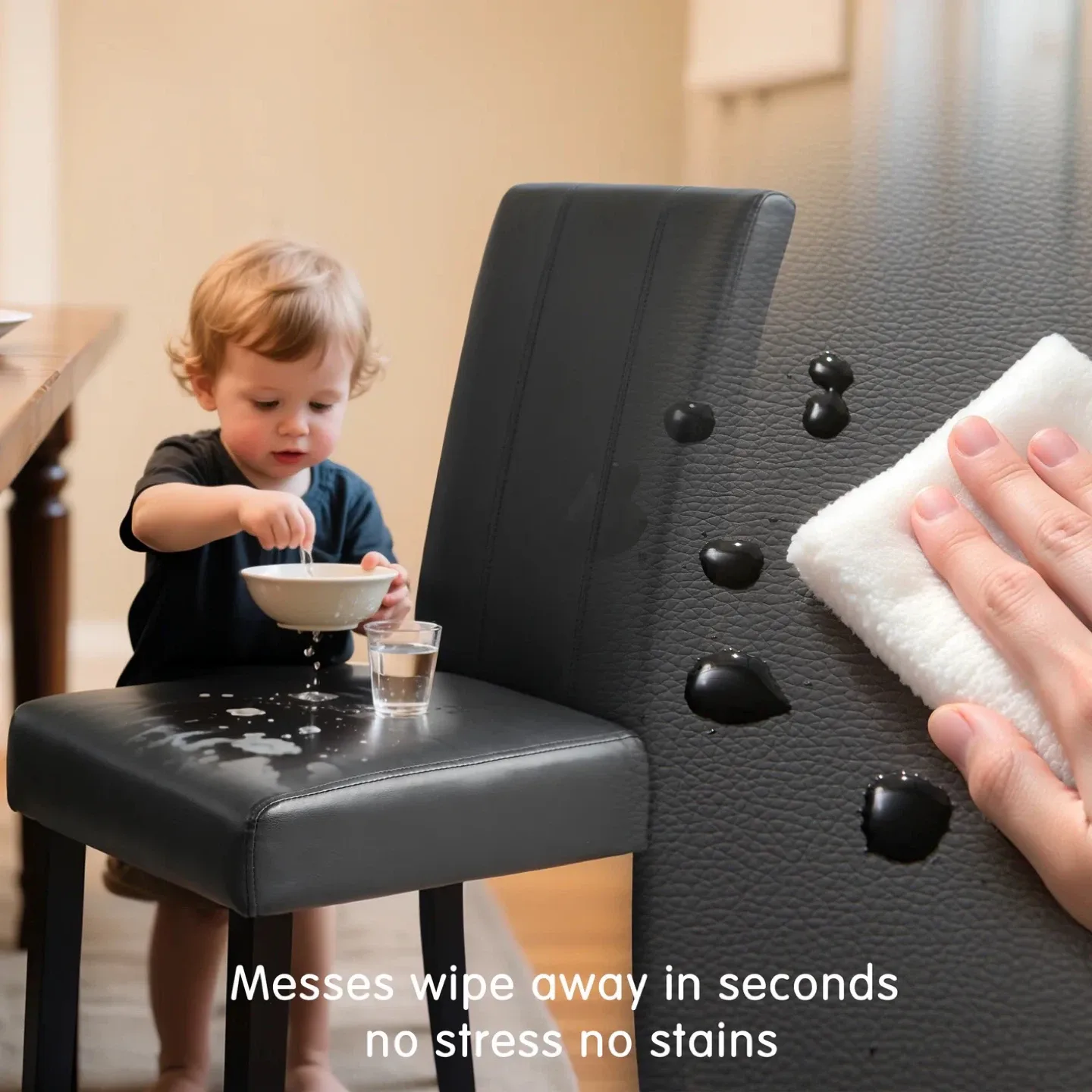 Subrtex Modern Upholstered Faux Leather Dining Chairs, Set of 2 image indicator(3)