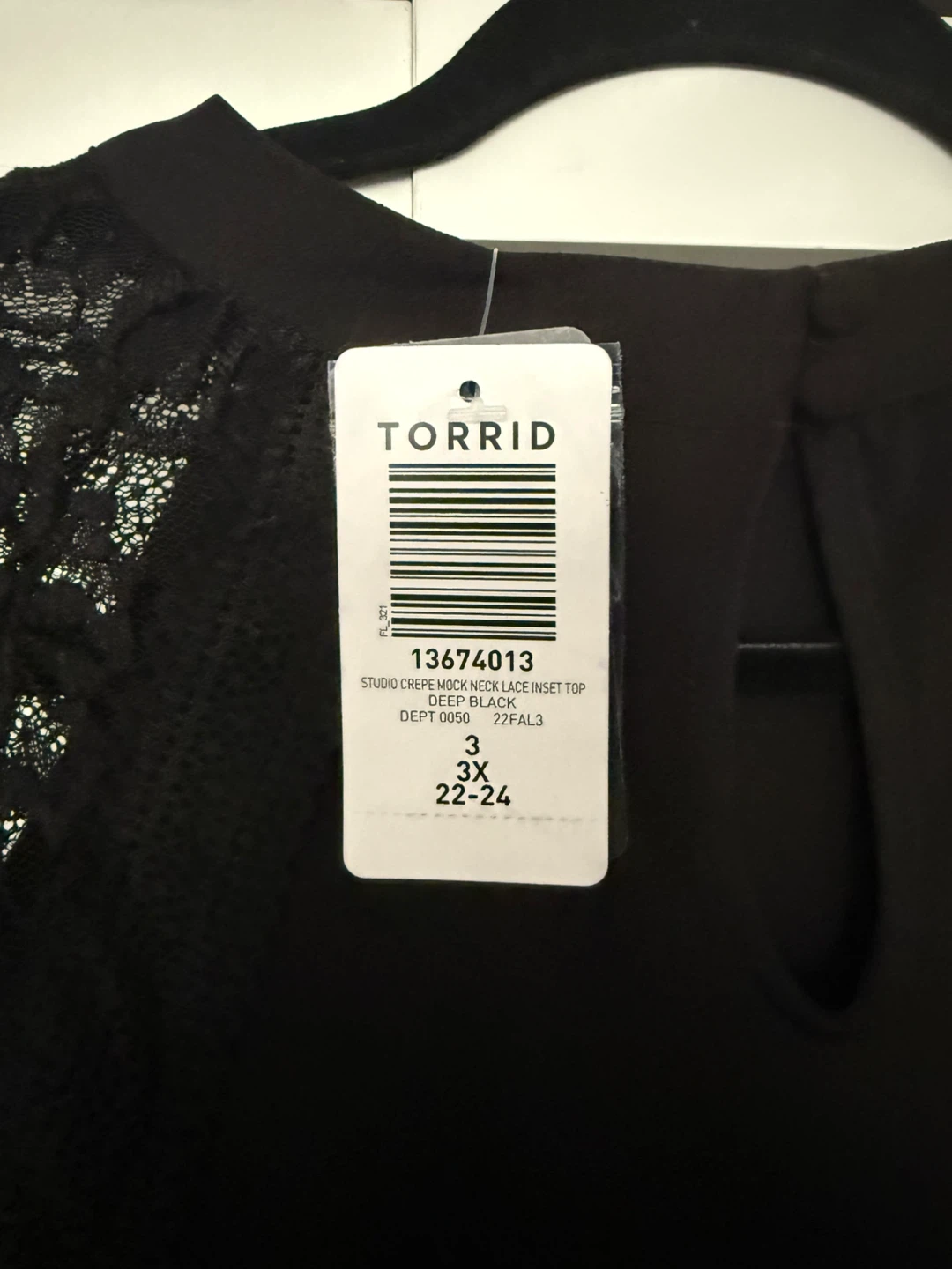 Torrid 3X Black Lace Mock Neck Top – NWT - photo 4