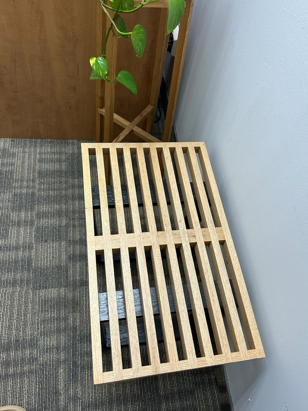Wood and Black Accent Table
