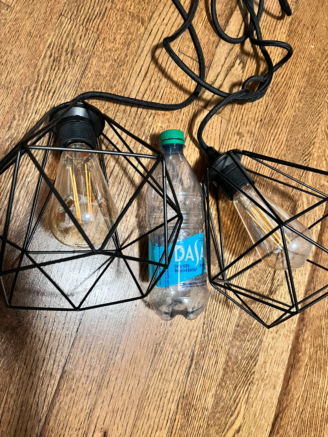 Two Black Geometric Pendant Light Fixture - photo 2