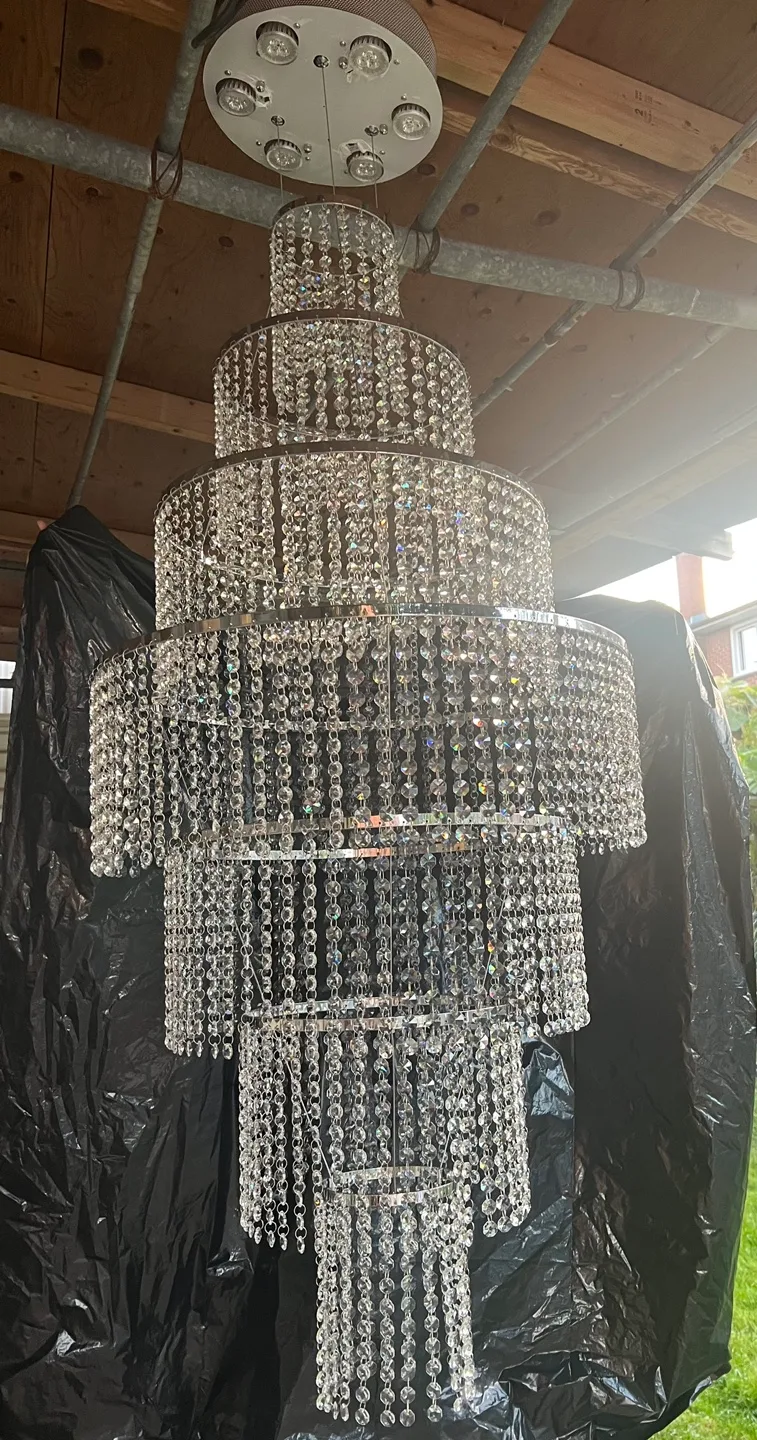 Tiered Crystal Chandelier (brand new pack) 5ft tall image indicator(3)
