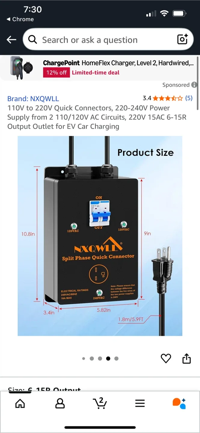 NXQWLL Split Phase Quick Connector 110V to 220V image indicator(2)