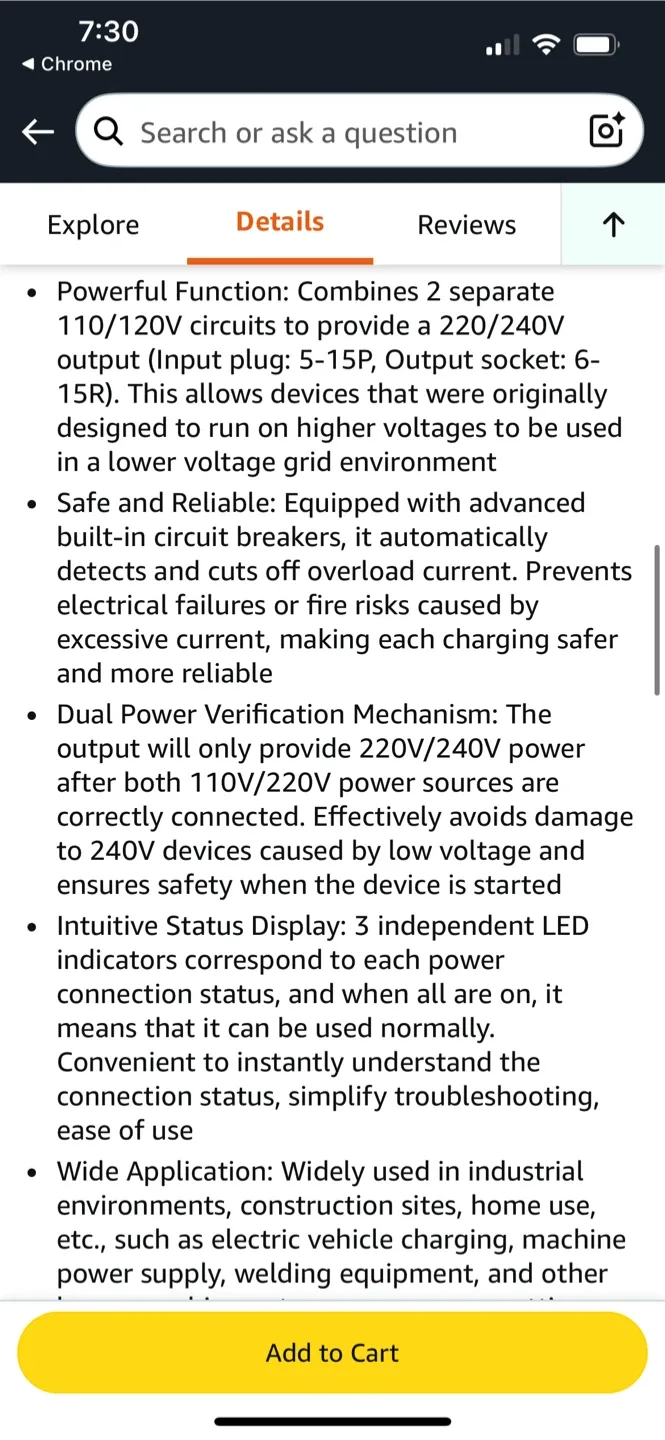 NXQWLL Split Phase Quick Connector 110V to 220V image indicator(3)