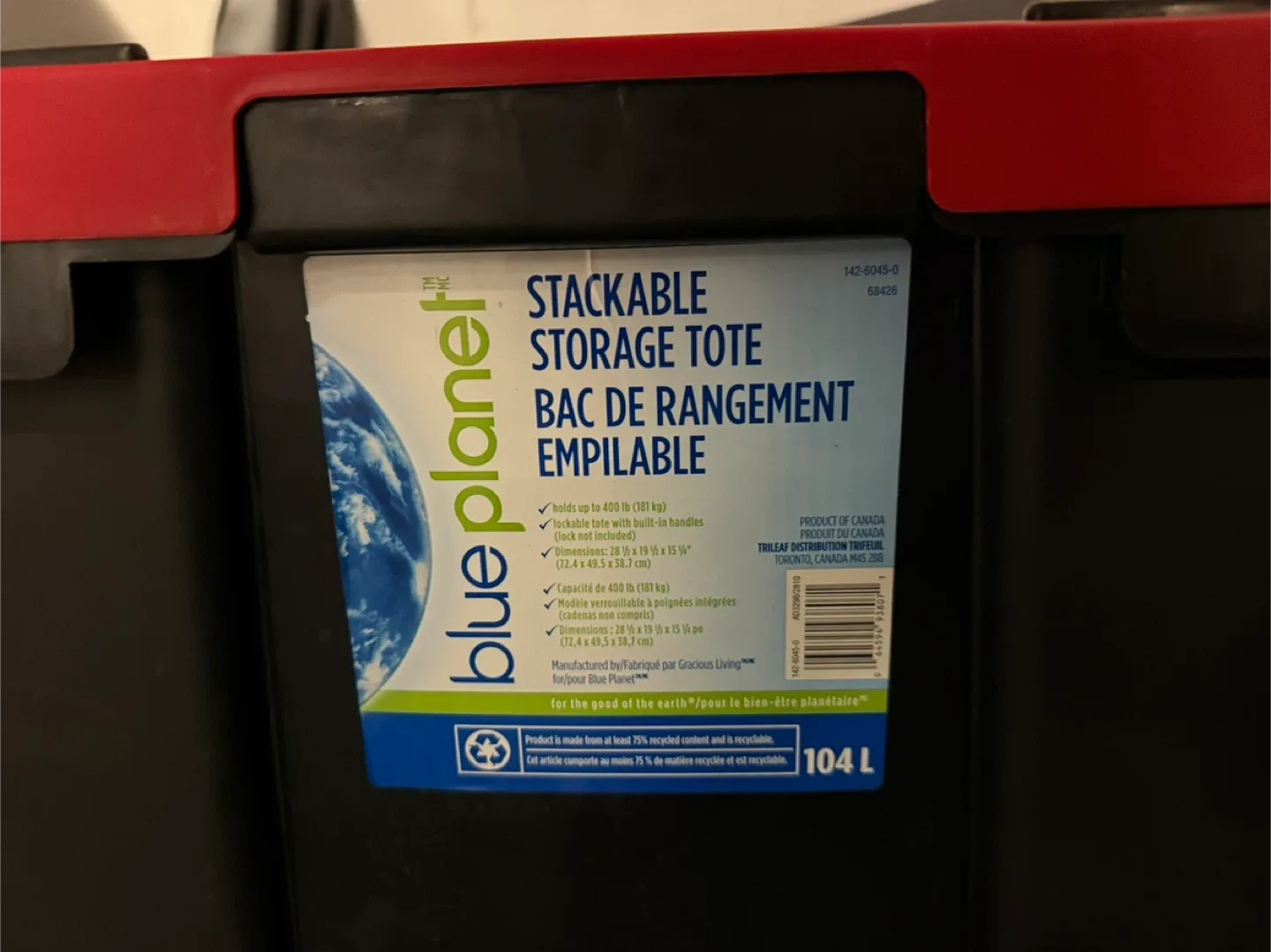 Blue Planet Stackable Storage Tote - 104 L