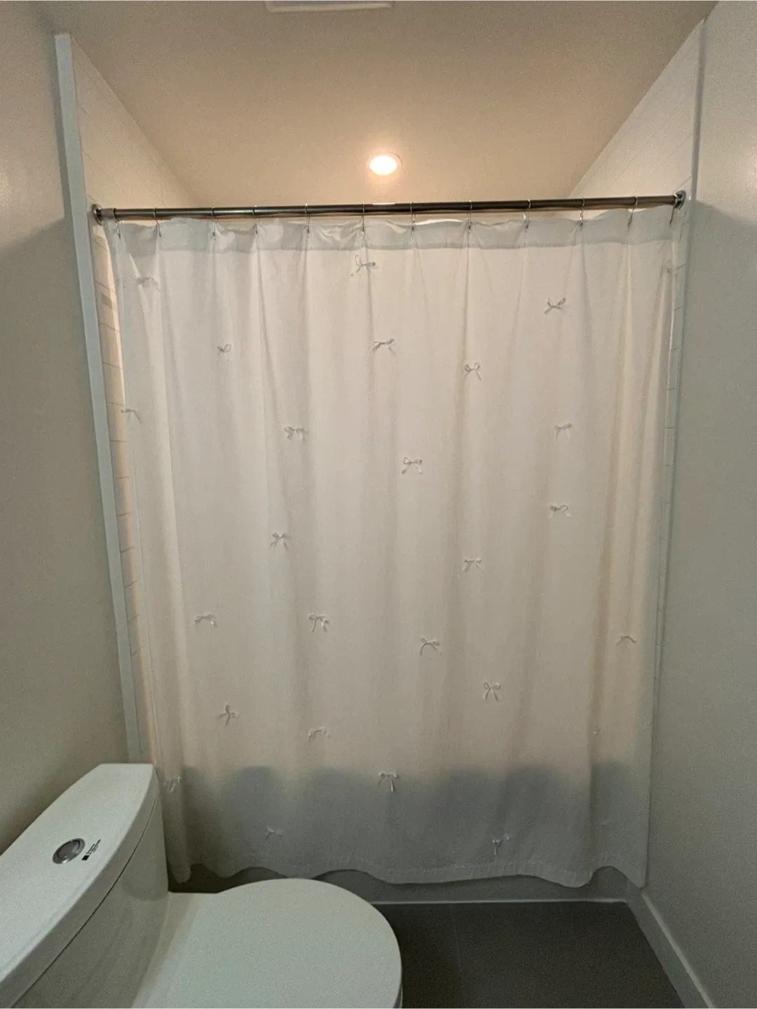 Anthropologie Dupe White Shower Curtain with Bows thumbnail