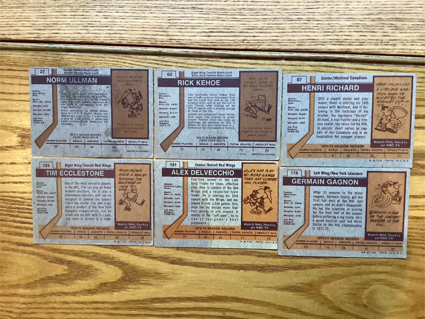 6. 1973 NHL Cards #’s 27, 60, 87, 124, 141 & 178 ! - photo 5