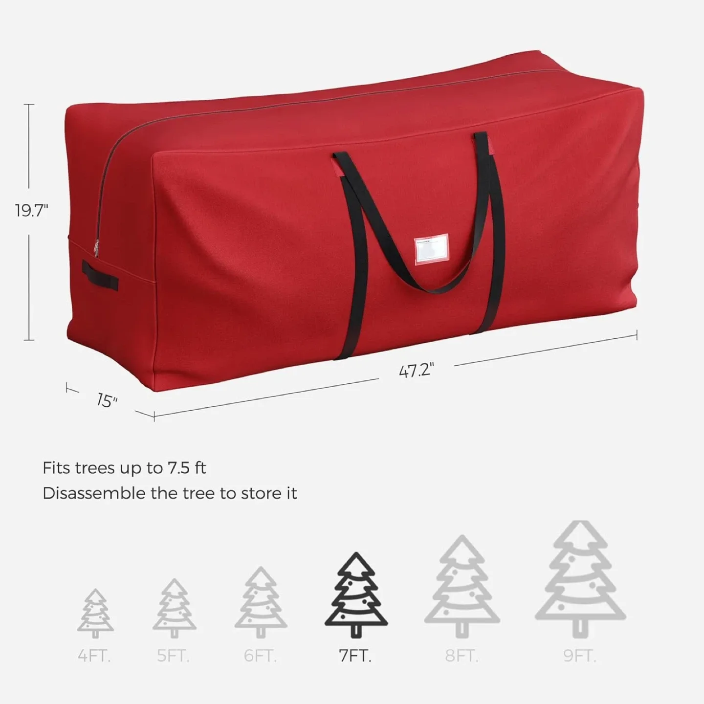 SONGMICS Red Christmas Tree Storage Bag, up to 7.5 ft URXS003R03 image indicator(2)