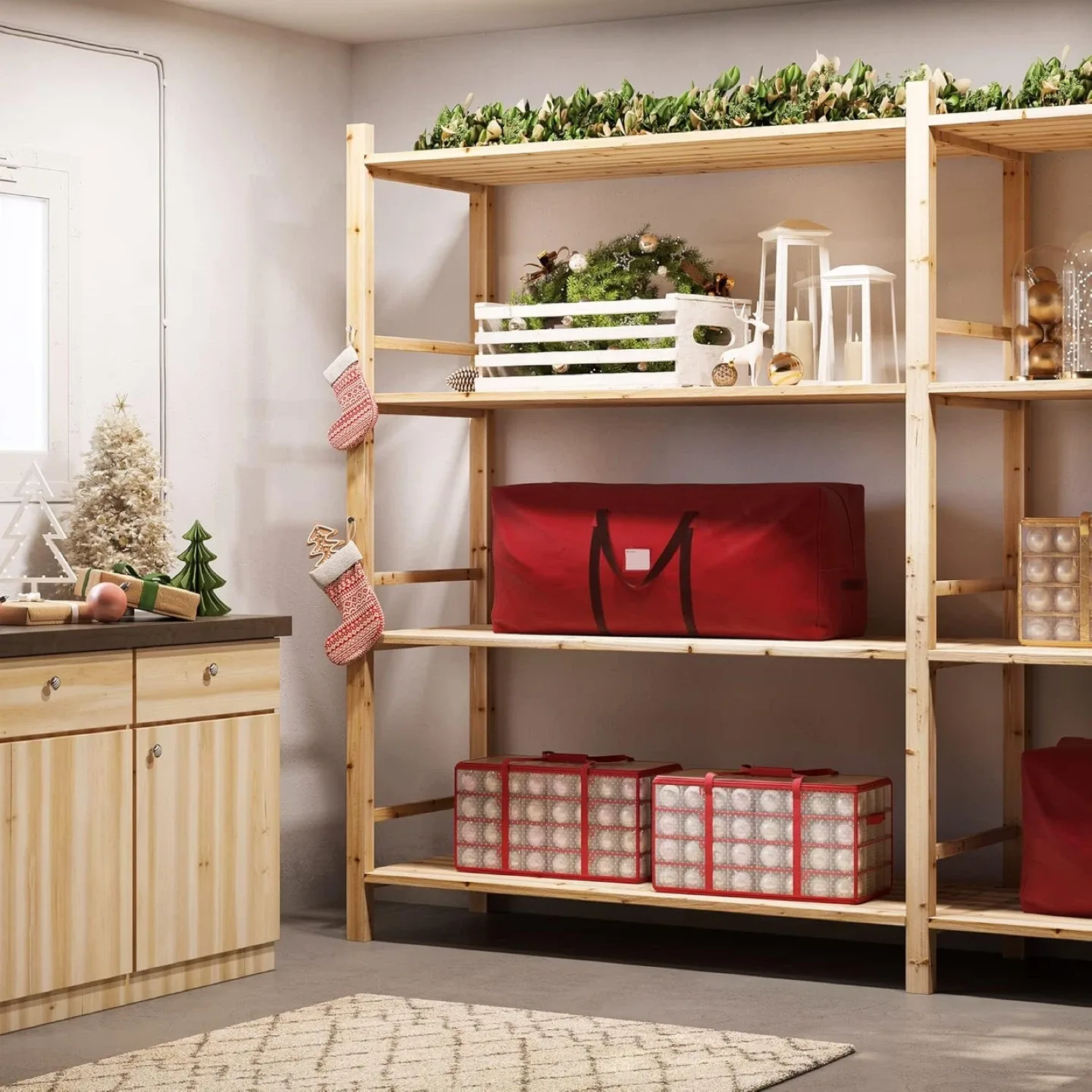 SONGMICS Red Christmas Tree Storage Bag, up to 7.5 ft URXS003R03 image indicator(5)