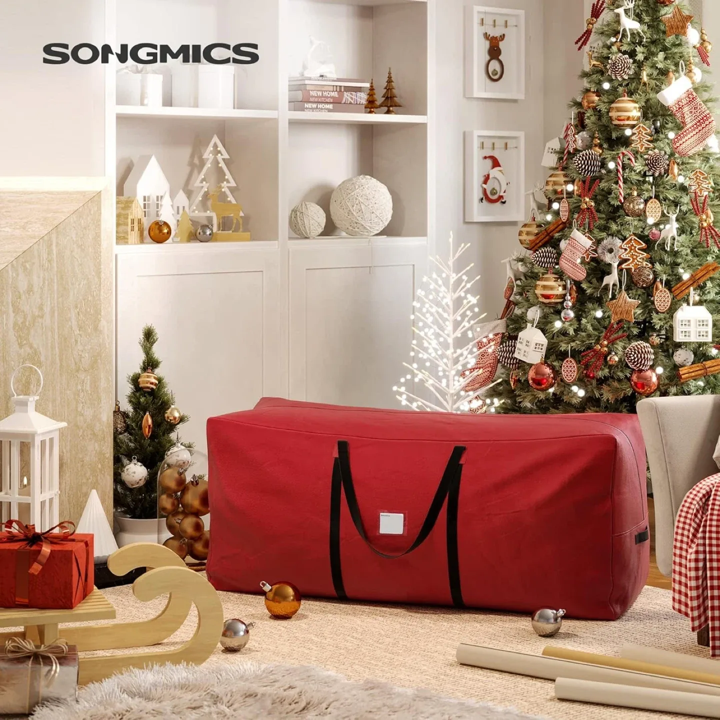 SONGMICS Red Christmas Tree Storage Bag, up to 7.5 ft URXS003R03 image indicator(6)