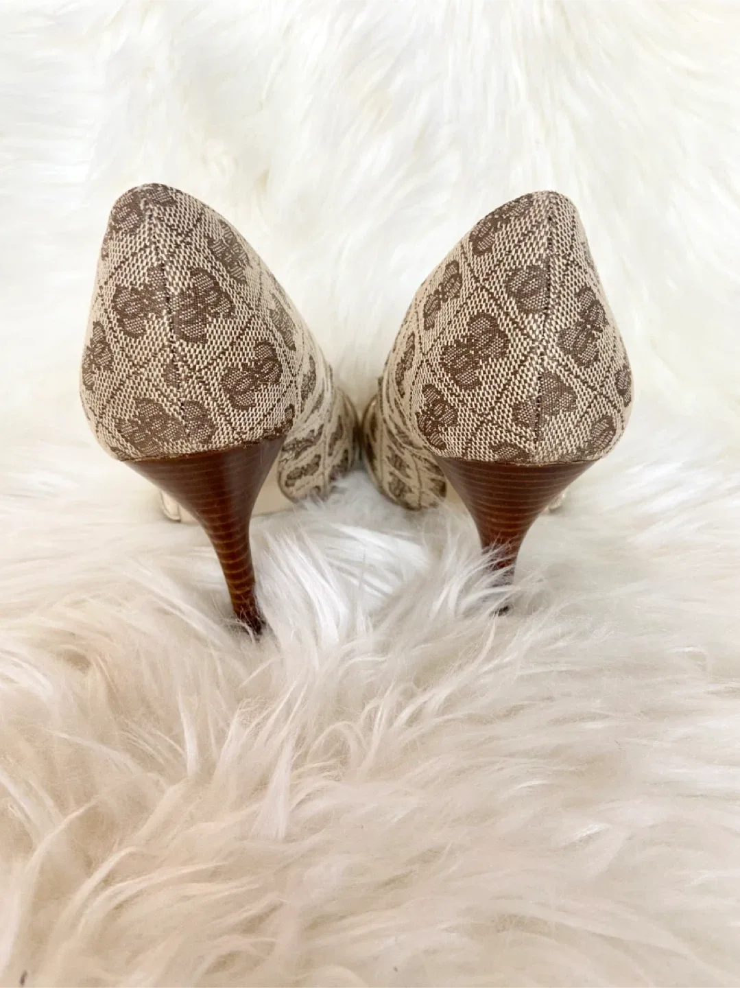 Guess Gold Peep Toe Heels, Size 6 image indicator(3)