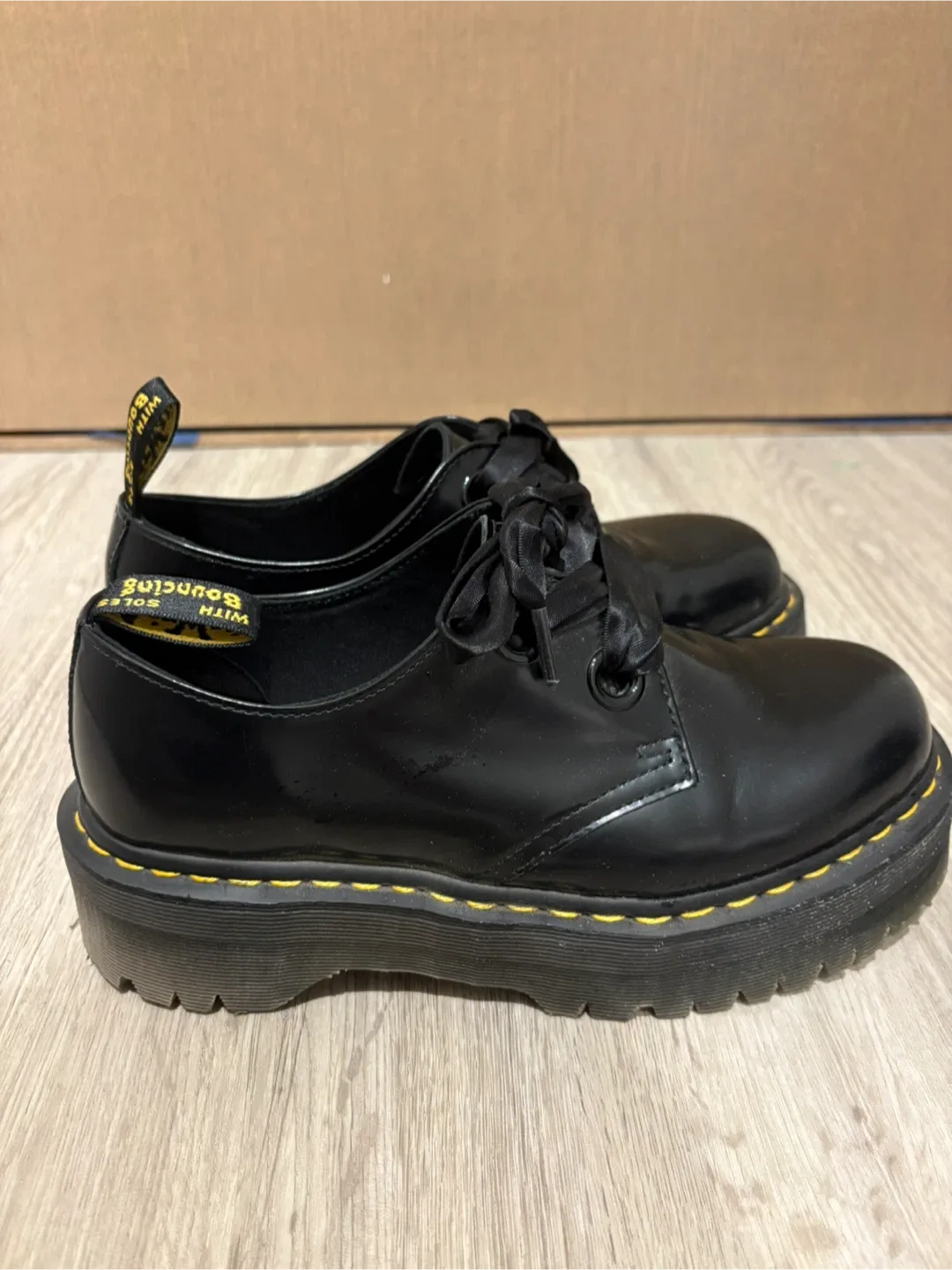 Dr. Martens Black Holly Leather Platform Derbys image indicator(8)