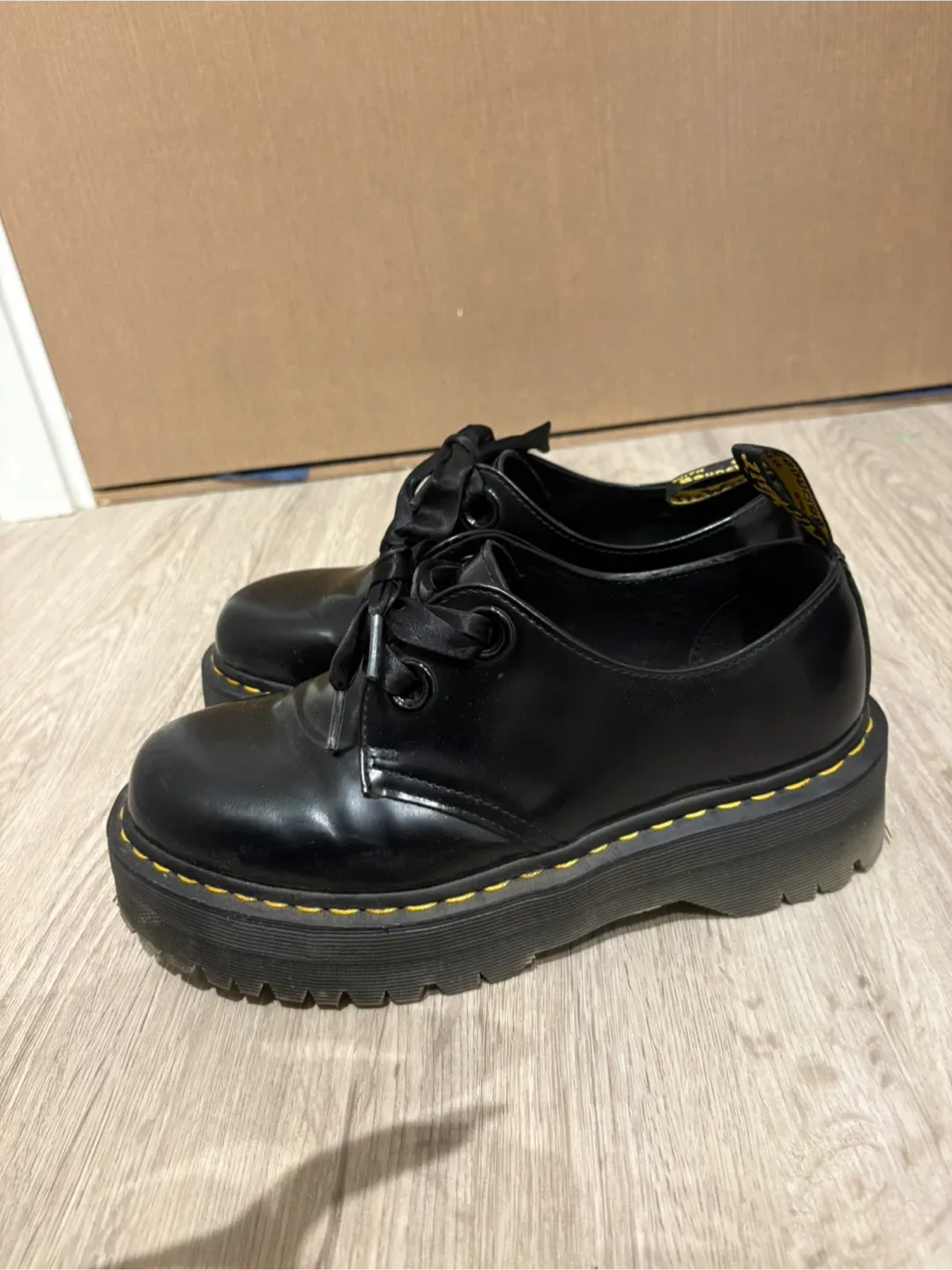 Dr. Martens Black Holly Leather Platform Derbys image indicator(10)