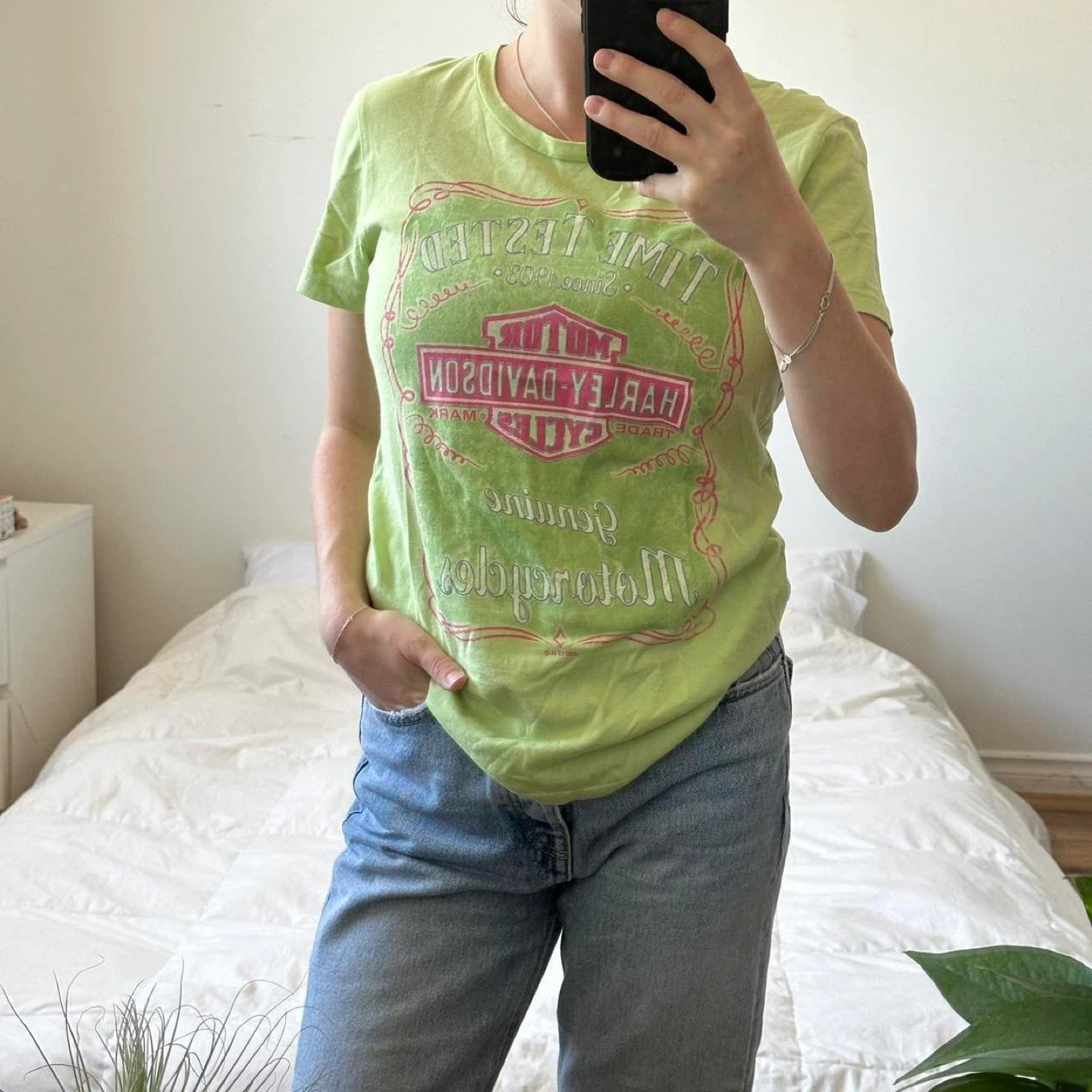 Y2k Harley Davidson green and pink tee - photo 2