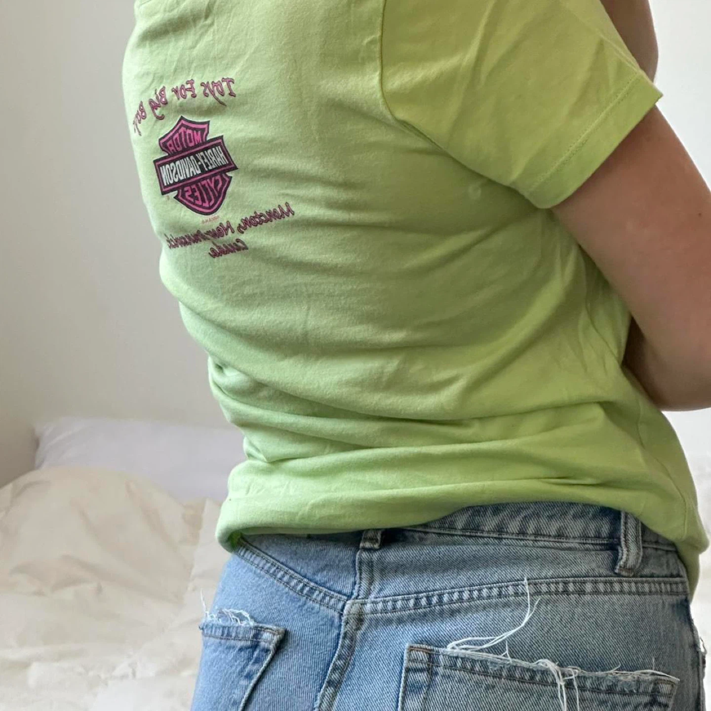 Y2k Harley Davidson green and pink tee - photo 4