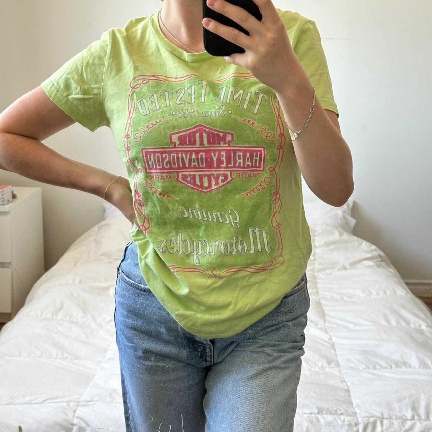 Y2k Harley Davidson green and pink tee - photo 5