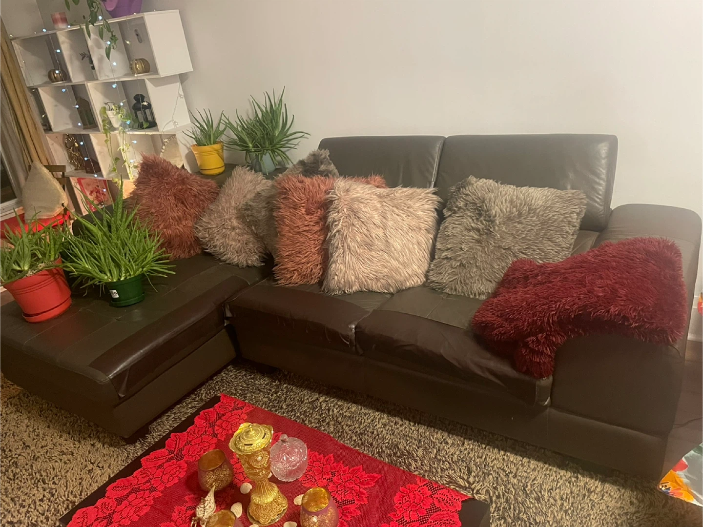 Leather Sectional Sofa - Brown