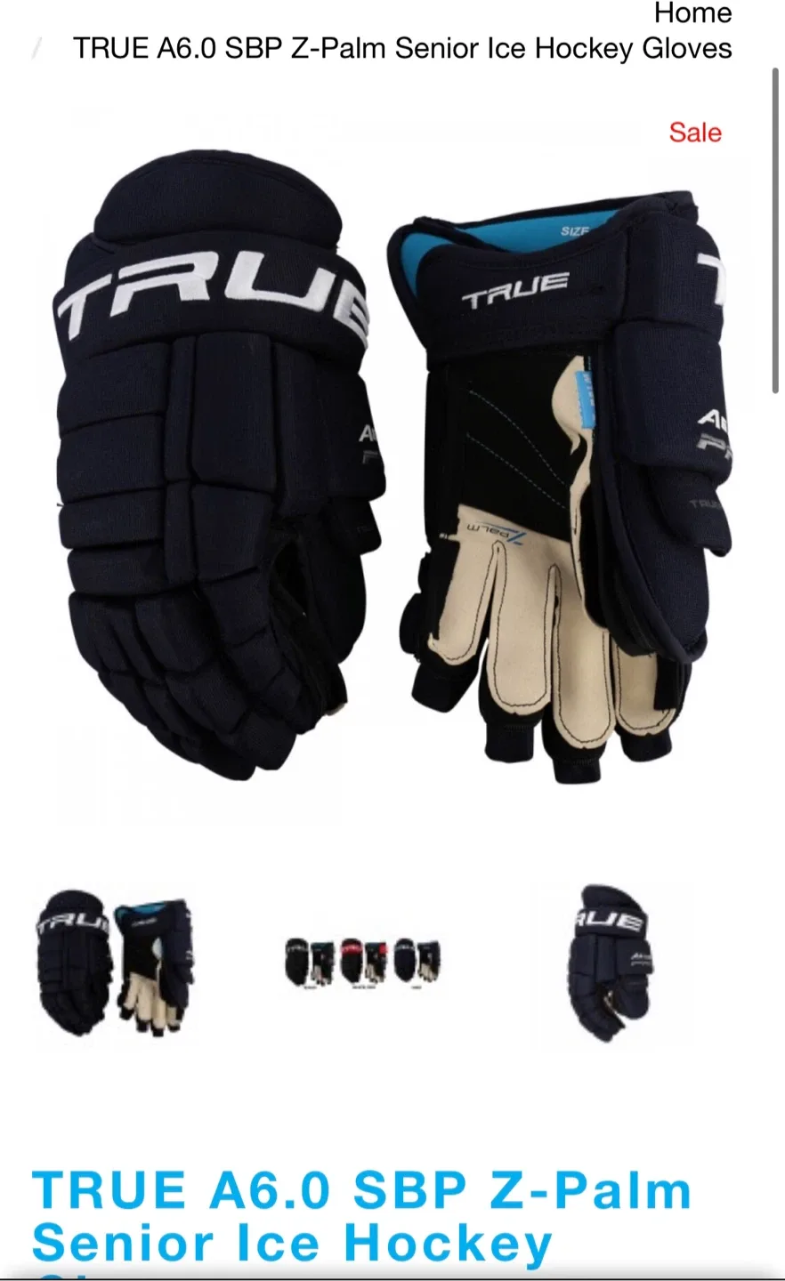 TRUE A6.0 SBP Z-Palm Ice Hockey Gloves - Size 12" image indicator(2)