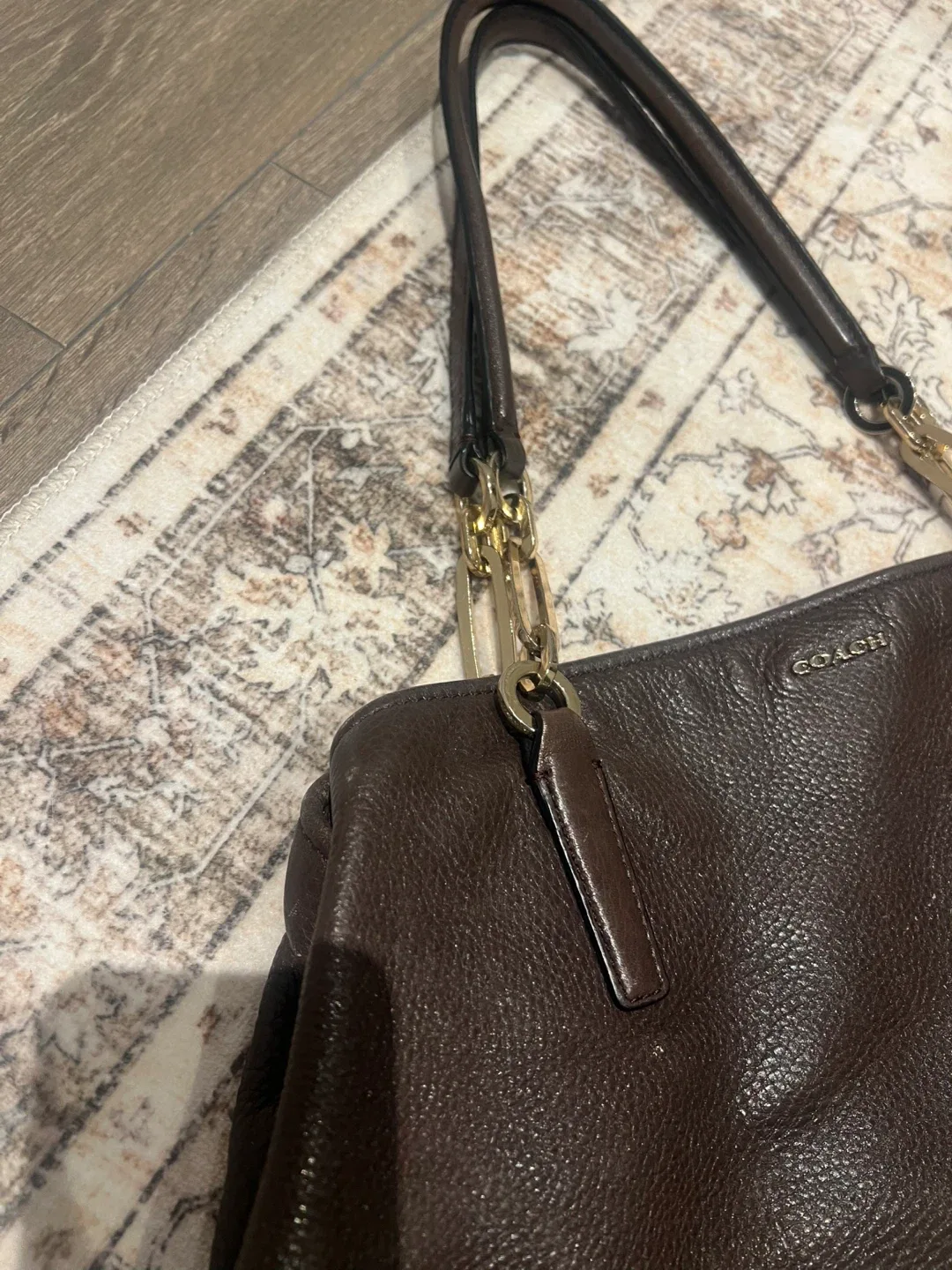 Coach Brown Leather Tote Bag image indicator(4)