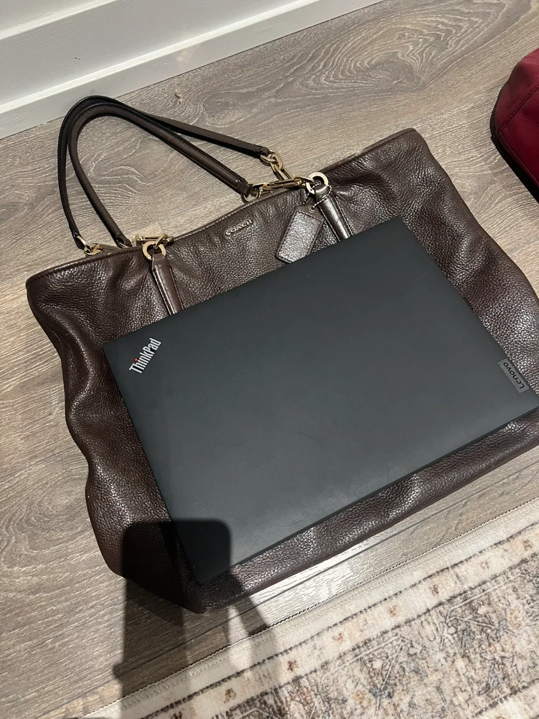 Coach Brown Leather Tote Bag image indicator(9)