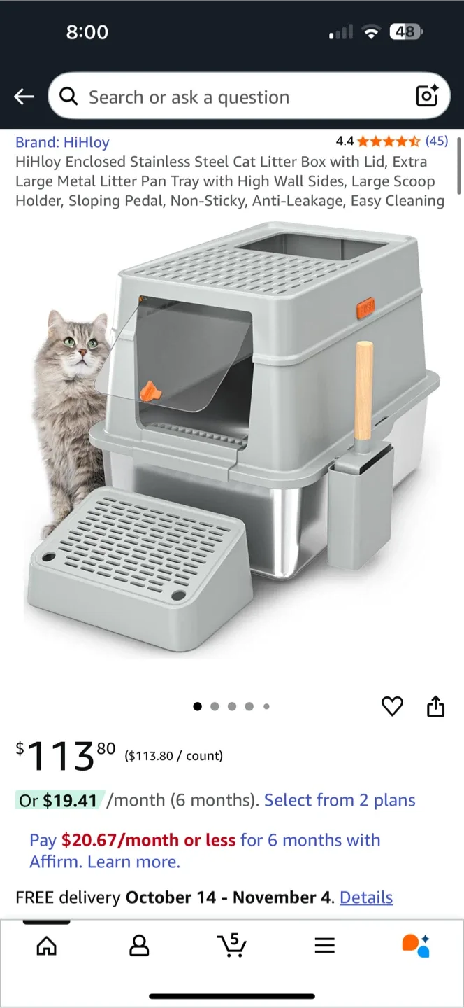 Enclosed Stainless Steel Cat Litter Box