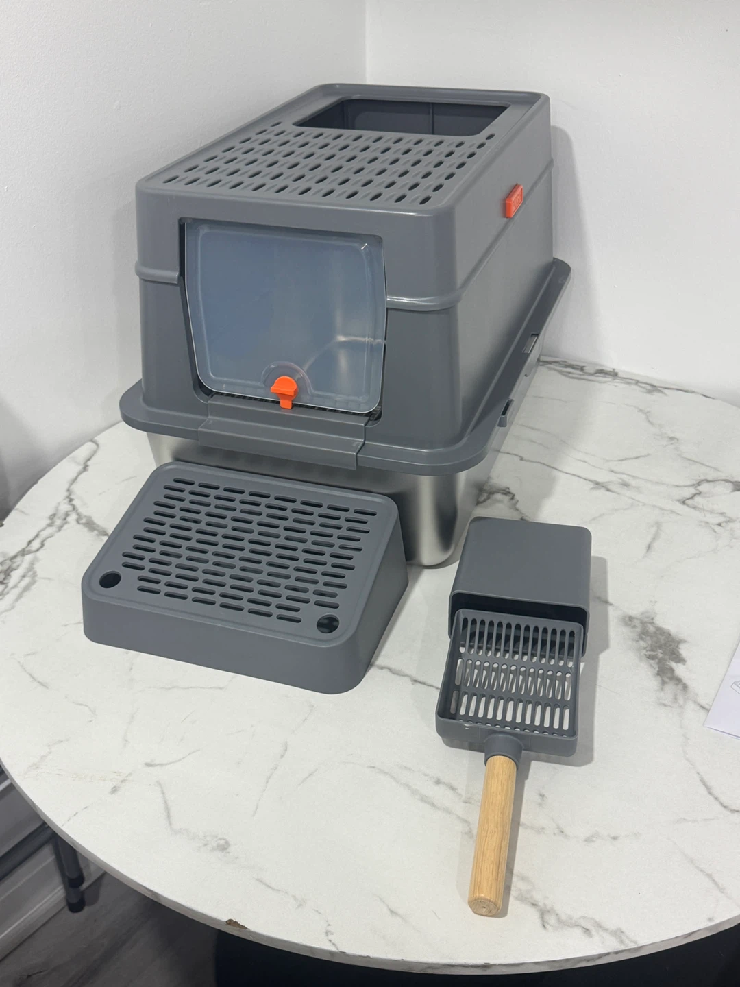 Enclosed Stainless Steel Cat Litter Box - photo 2