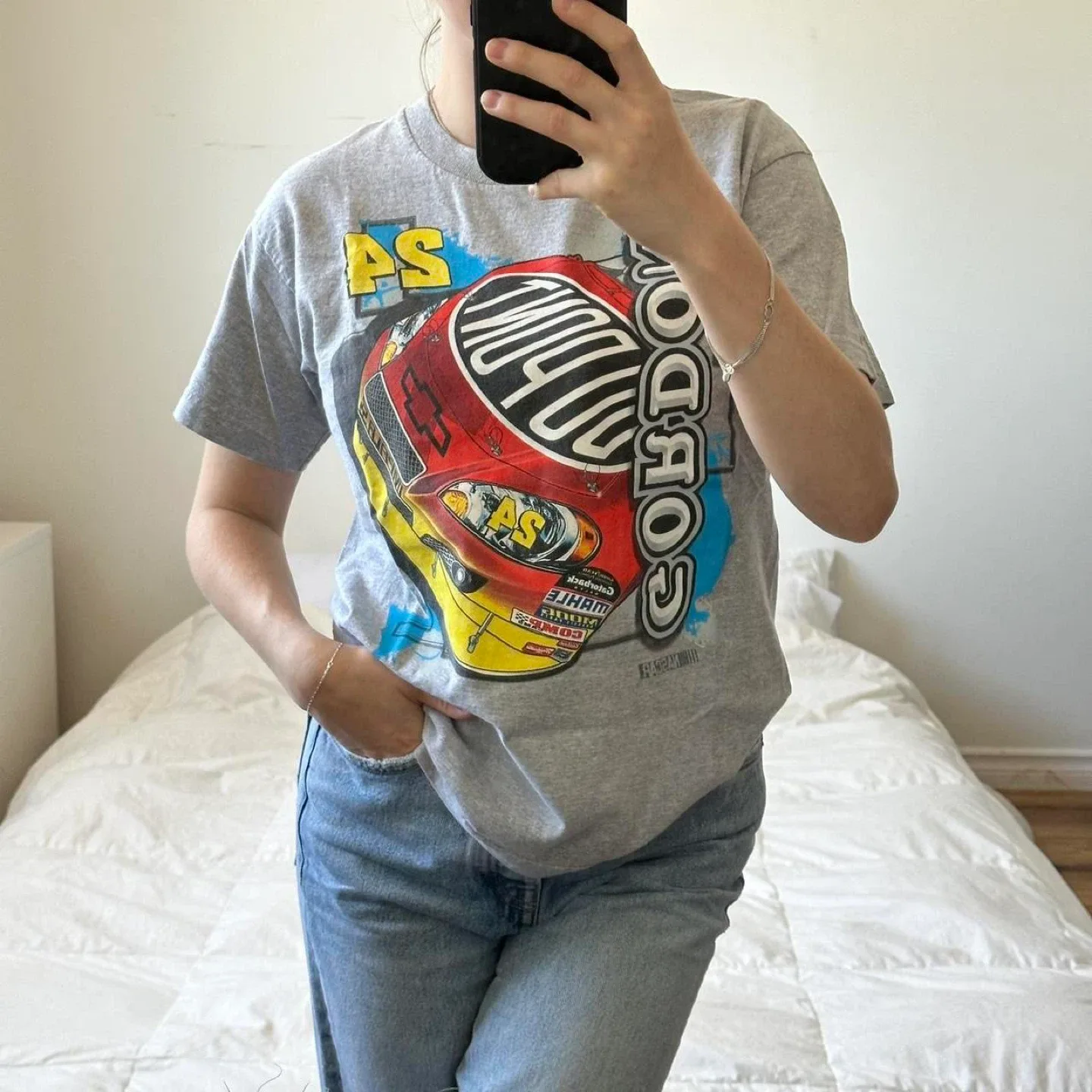 Y2k grey vintage NASCAR racing tee