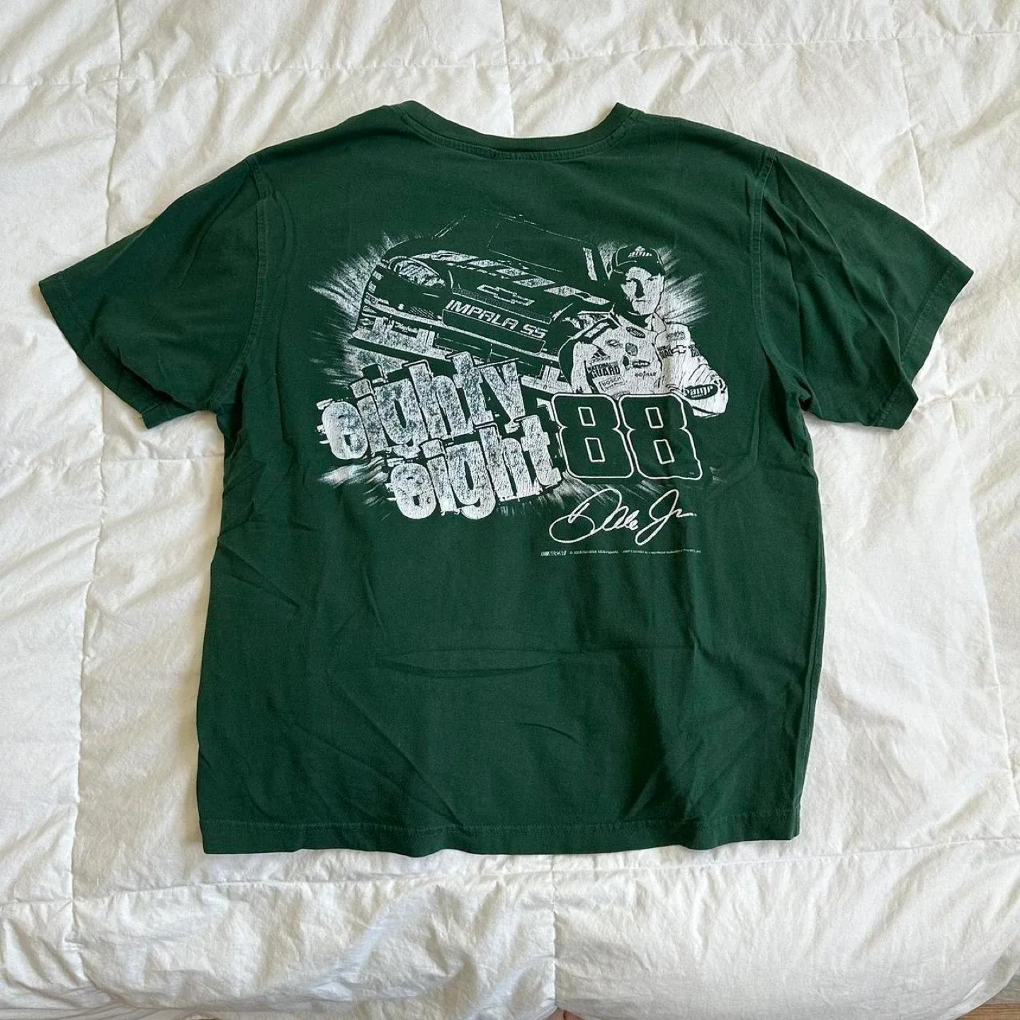 Y2k green and white NASCAR racing tee image indicator(7)