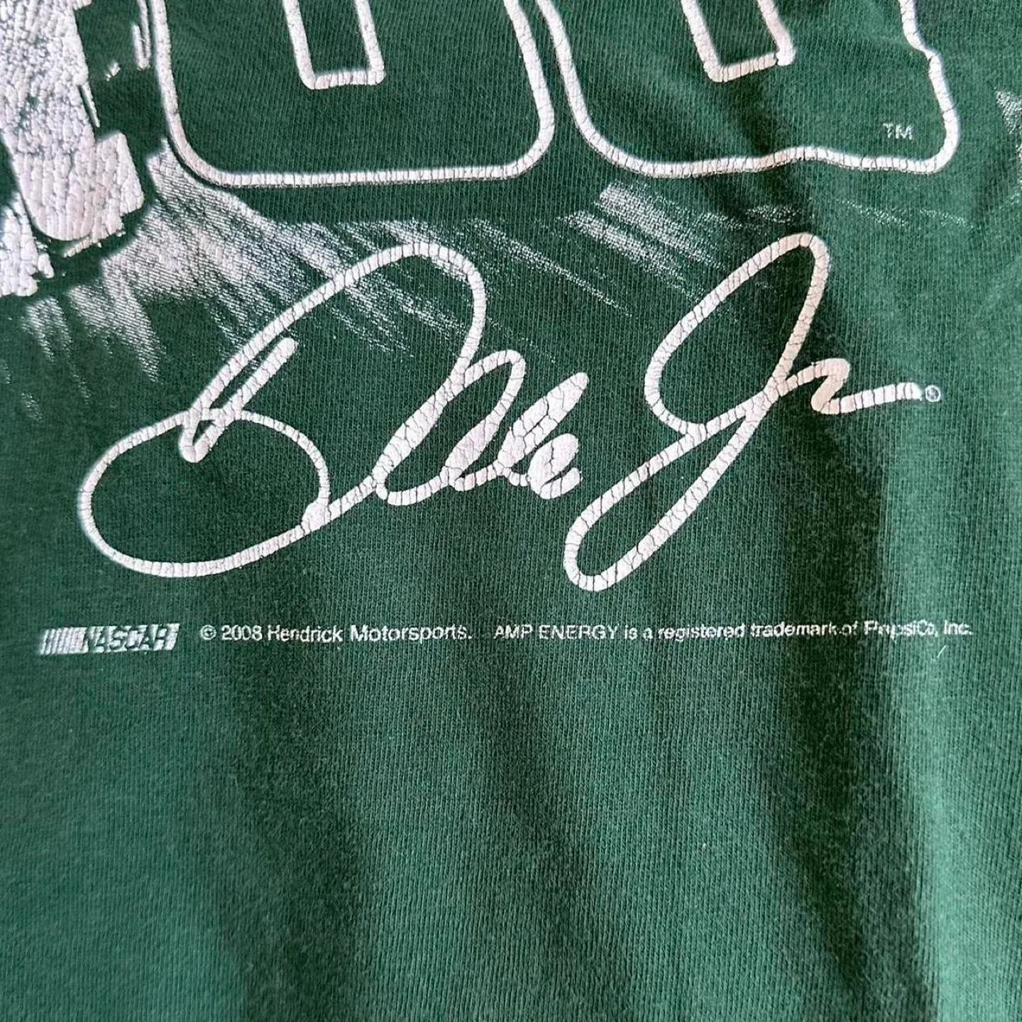 Y2k green and white NASCAR racing tee image indicator(8)