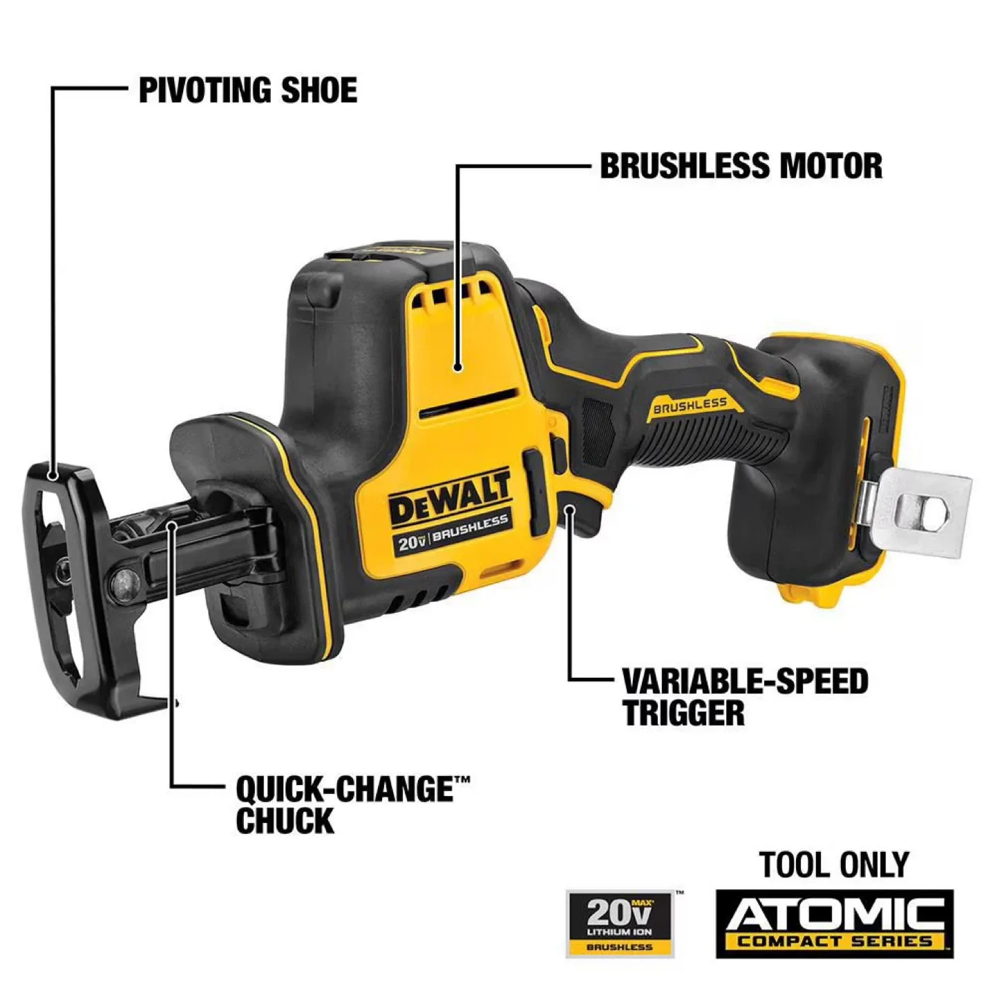DEWALT 20V MAX ATOMIC Lithium-Ion Reciprocating Saw (Tool Only) image indicator(7)