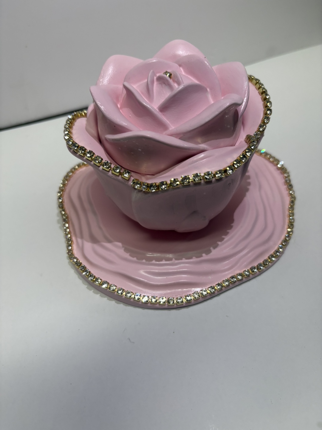Handmade Rose Trinket Box with lid and tray - photo 4