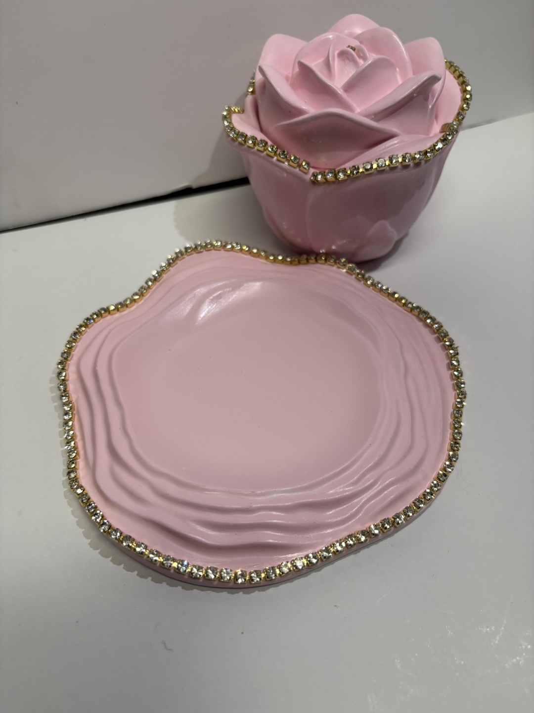 Handmade Rose Trinket Box with lid and tray - photo 2