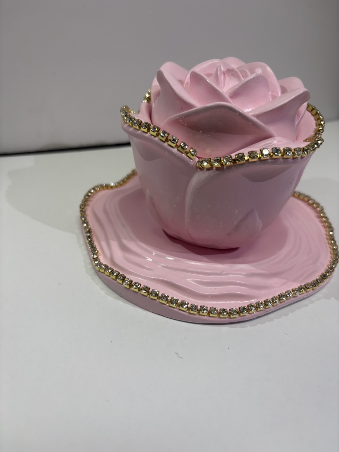 Handmade Rose Trinket Box with lid and tray - photo 5