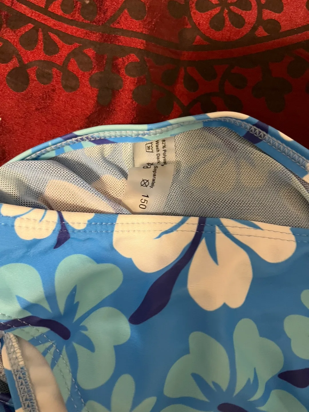 Blue Floral Swimsuit Set, Size 150 thumbnail
