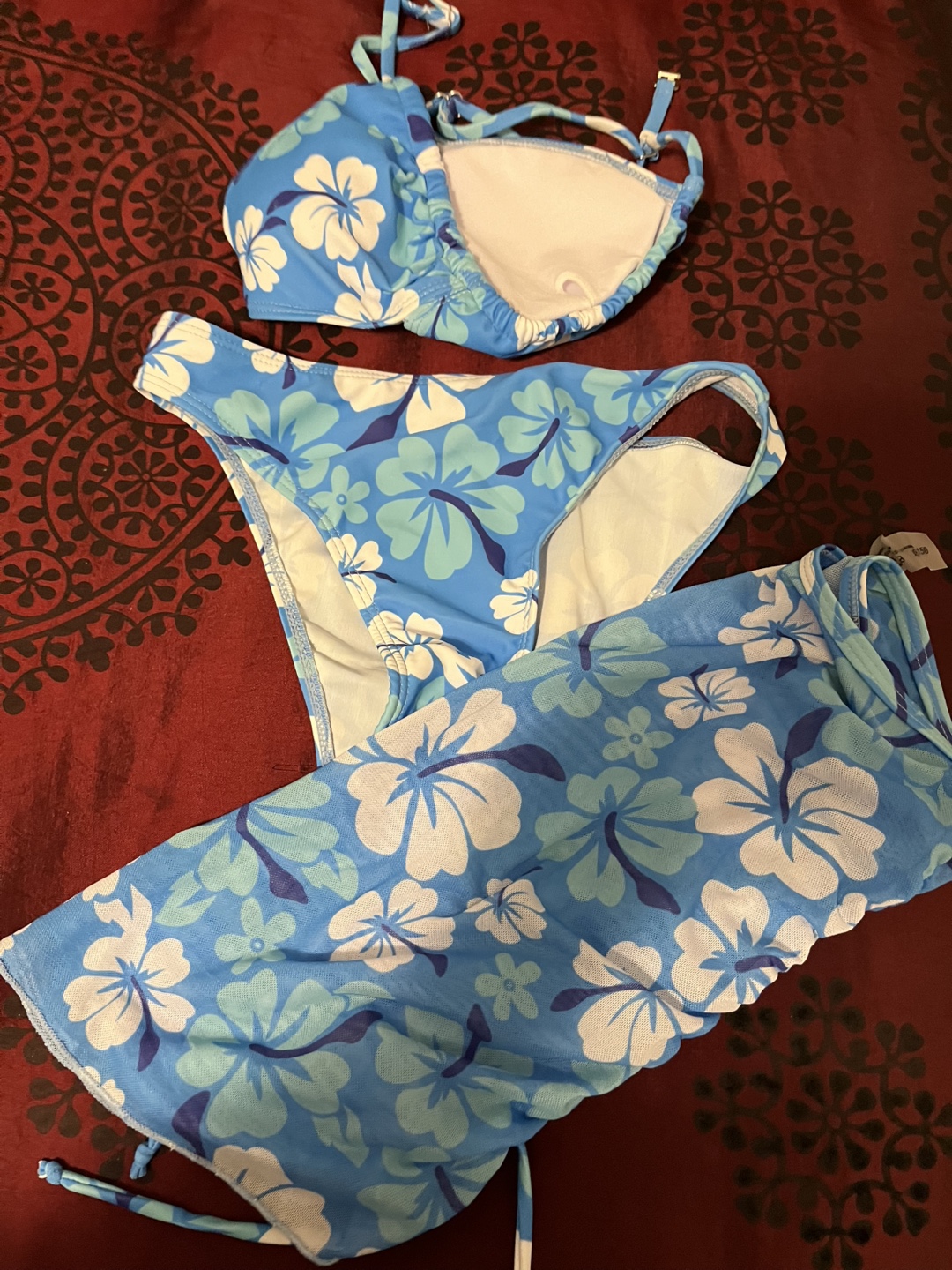 Blue Floral Swimsuit Set, Size 150 - photo 4