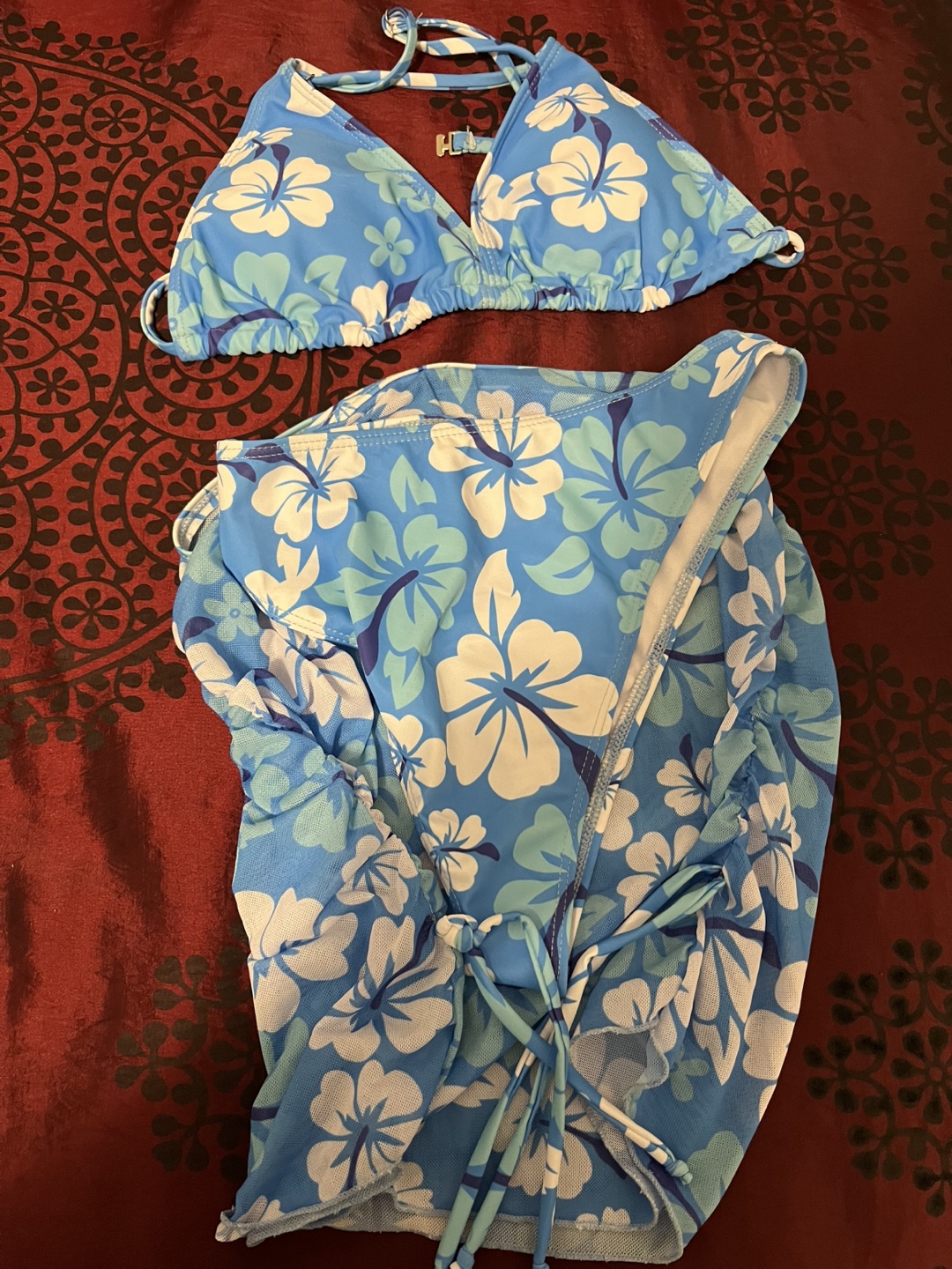 Blue Floral Swimsuit Set, Size 150 - photo 2