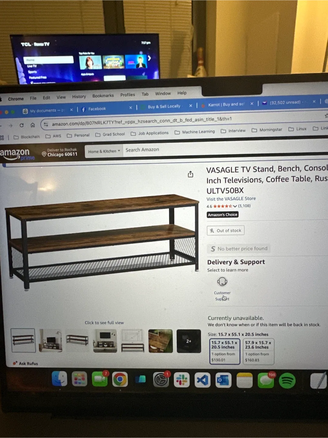 VASAGLE TV Stand, Bench, Console Table thumbnail
