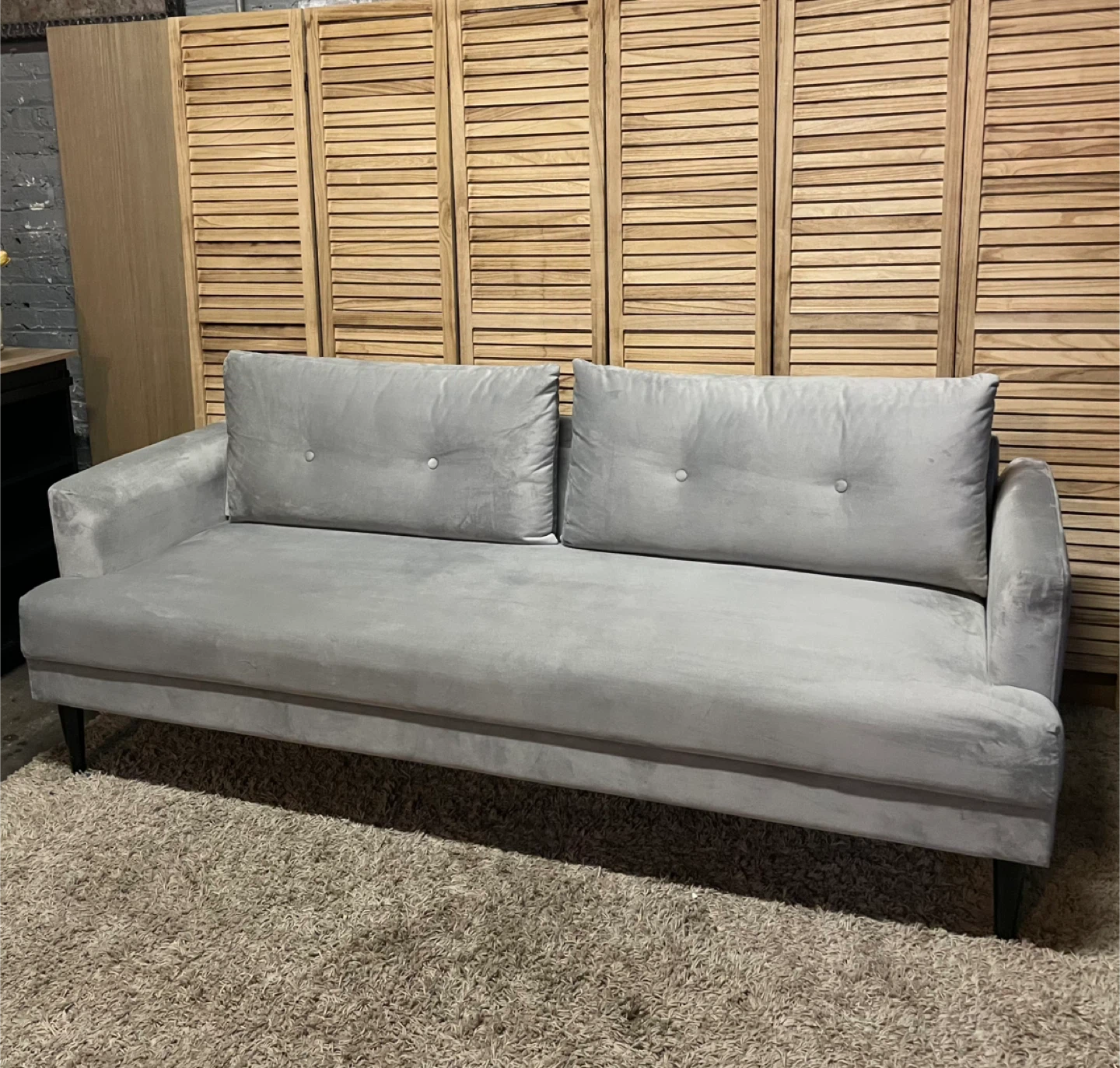 Mid-Century Modern Velvet Sofa - photo 4