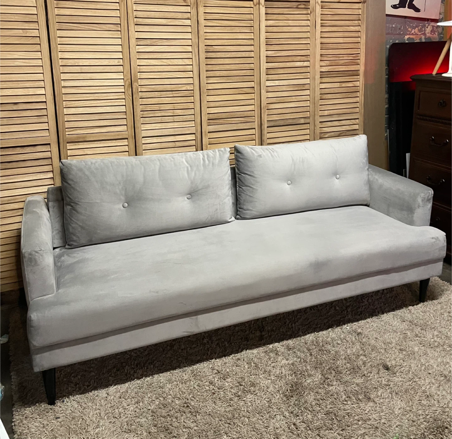 Mid-Century Modern Velvet Sofa - photo 3