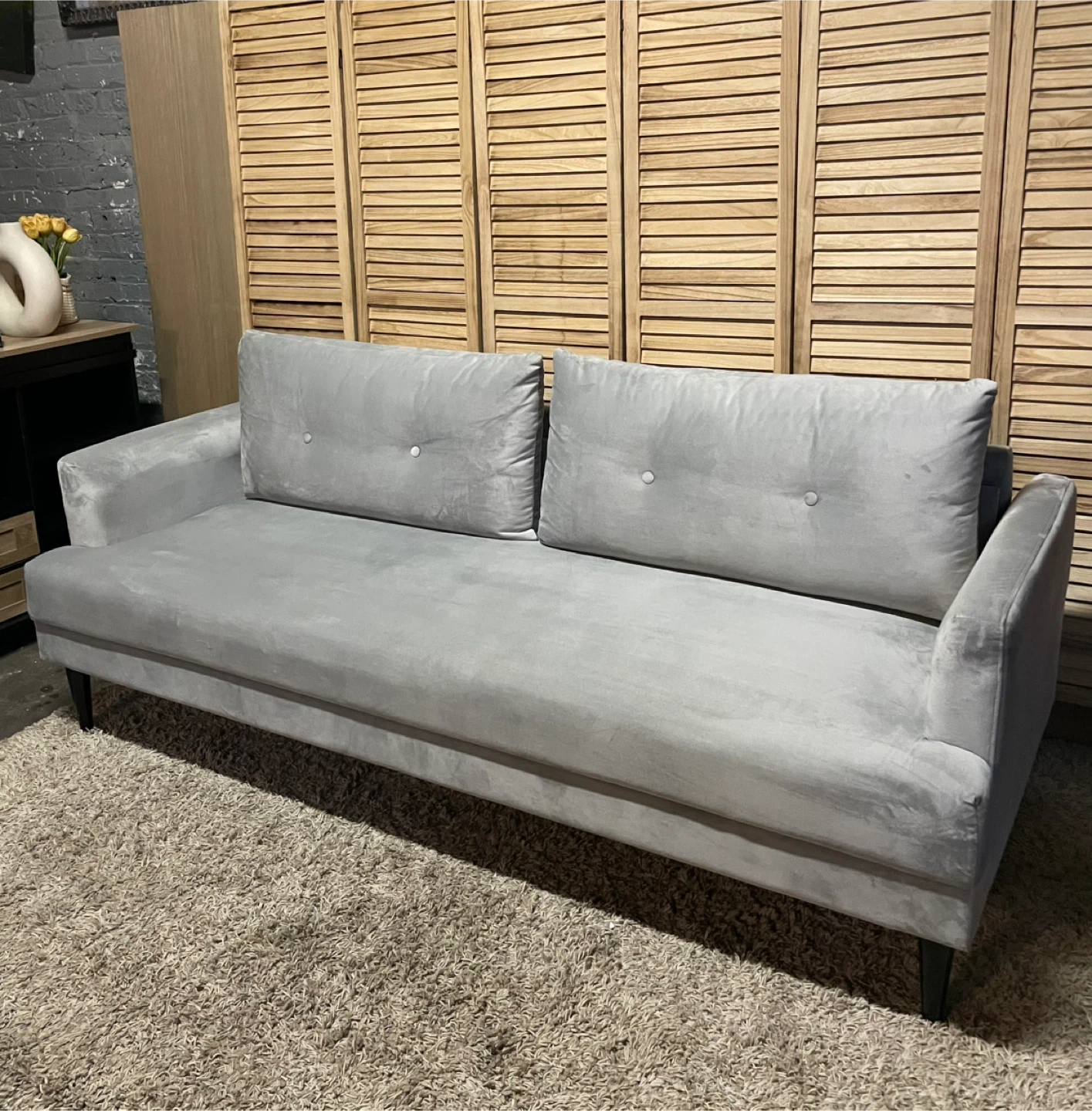 Mid-Century Modern Velvet Sofa - photo 2