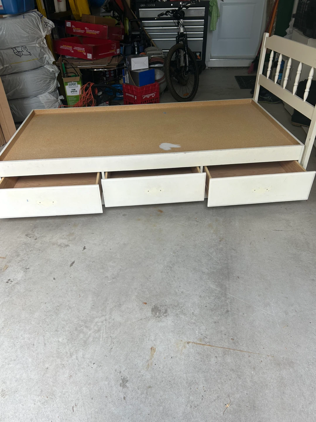 White Twin Bed Frame with Storage Drawers - photo 2