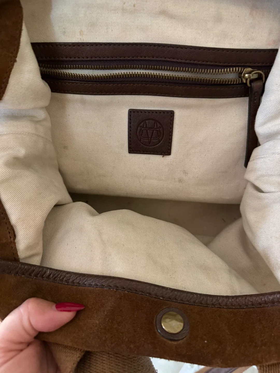 Massimo Dutti Hobo Brown Suede Leather Shoulder Bag image indicator(6)