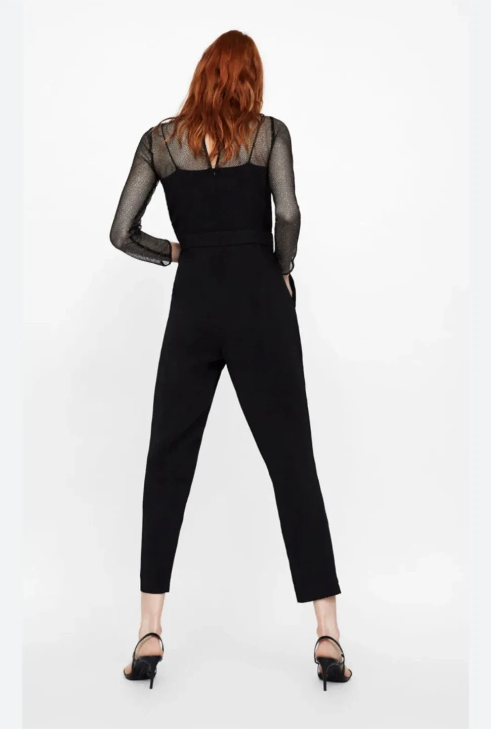 Zara Black Sparkle Mesh Jumpsuit image indicator(4)