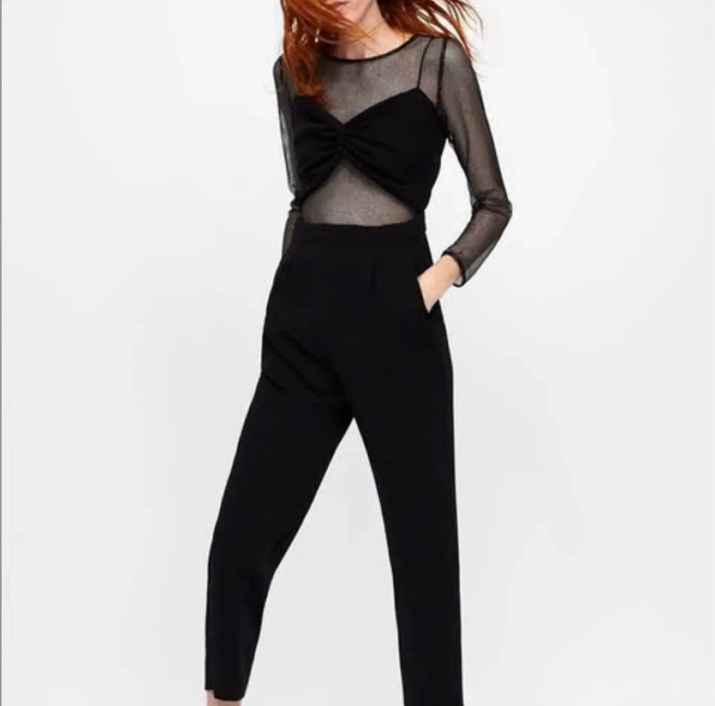 Zara Black Sparkle Mesh Jumpsuit image indicator(2)