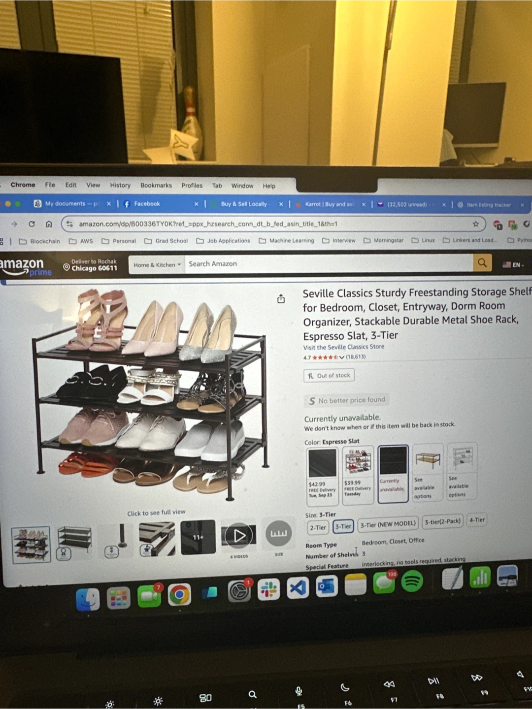 Seville Classics 3-Tier Shoe Rack - Espresso