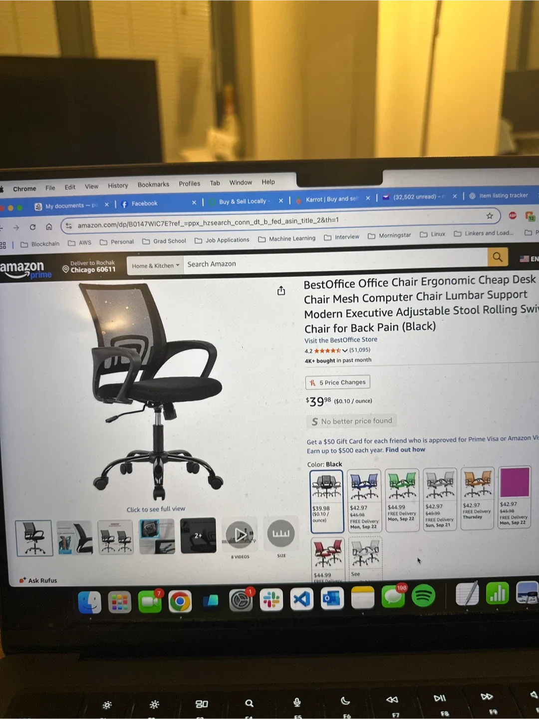 BestOffice Ergonomic Mesh Office Chair - Black thumbnail