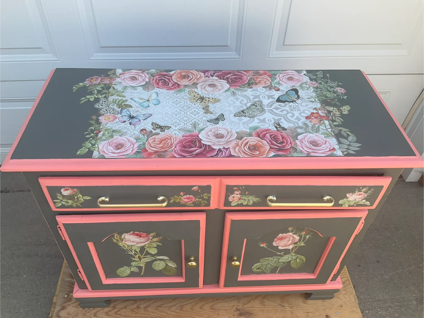 Upcycled Floral Accent Cabinet - photo 2